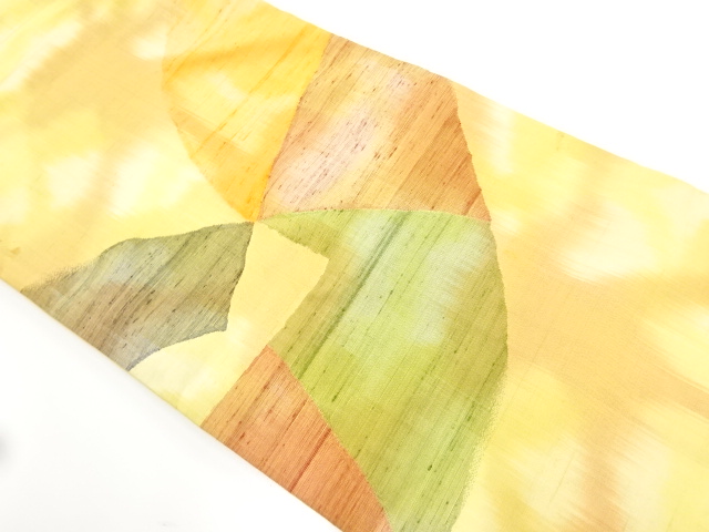 アンティーク　手織り紬抽象模様織り出し名古屋帯